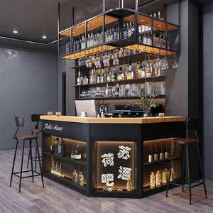 บาร์เคาน์เตอร์อิฐสไตล์ลอฟท์เก่าแบบวินเทจ อุตสาหกรรม ย้อนยุค รัสติก ในไนท์คลับ พร้อมเก้าอี้สตูล - Product Image 4