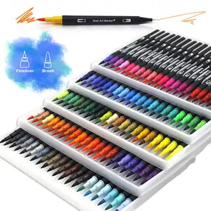 Pointe souple Fineliner Dessin Aquarelle Pinceau Aquarelle Peinture Art Marqueur Stylo Double Pointe Aquarelle Pinceau