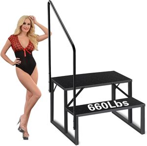 Escalera para Piscina de Casa Móvil con Pasamanos, Capacidad de Peso de 660 Libras - Product Image 2