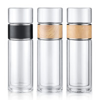 Gobelet à thé en verre à double paroi Emode avec filtre et couvercle en acier inoxydable, gobelet à thé à bulles avec couvercle infuseur, gobelets à thé à emporter