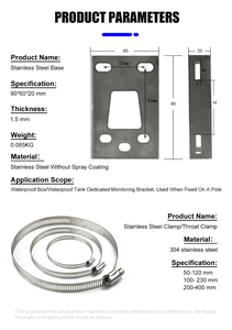 Kit <span class=keywords><strong>de</strong></span> support <span class=keywords><strong>de</strong></span> montage en acier inoxydable 304 réglable 50-400 <span class=keywords><strong>mm</strong></span> avec <span class=keywords><strong>collier</strong></span> <span class=keywords><strong>de</strong></span> <span class=keywords><strong>serrage</strong></span> pour boîte étanche extérieure et coffret électrique OEM - Product Image 4