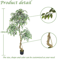 Plante artificielle en pot Ficus Bonsaï Bossion Unique pour décoration intérieure, Arbre Banyan Artificiel
