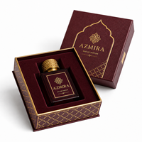 Boîte de luxe pour parfum avec couvercle et base, en cuir bordeaux, papier, feuille d'or, insert en velours, emballage cadeau rigide, étanche et portable, personnalisé