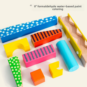 Ensemble de blocs de construction en bois pour enfants <span class=keywords><strong>avec</strong></span> piste à <span class=keywords><strong>billes</strong></span>, jouet éducatif pour garçons et filles de 5 à 7 ans, écologique, non toxique, <span class=keywords><strong>avec</strong></span> glissière de montage en tuyauterie - Product Image 5