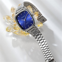 Reloj de Lujo para Hombre, de Acero Inoxidable, Moderno, Simple, Cuadrado, de Cuarzo, para Negocios y Uso Diario