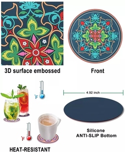 Sous-verres ronds en caoutchouc naturel en silicone, sous-verres personnalisés en PVC souple pour boissons - Product Image 3