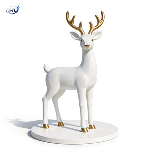 Figurine de cerf Sika en fibre de verre sur pied, sculpture animale artistique découpée pour Noël, table basse, OEM disponible - Product Image 1