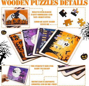 Halloween Pompoen Houten Peg Puzzels: Educatief Speelgoed Voor Kinderen Peuters Halloween Feest Gunsten Behandelen Geschenken - Product Image 3