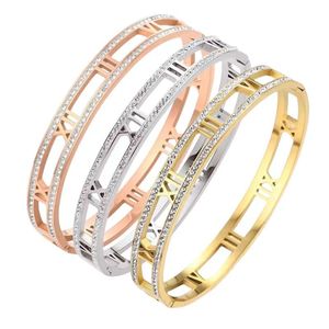 Braccialetto di gioielli in acciaio al titanio di alta qualità placcato in oro Versatile e Non sbiadito braccialetto digitale romano delle donne - Product Image 1