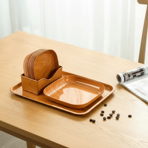 Chinese Style Plastic Wood Grain square Bone Spitting Plate <strong>Snack</strong> Dried Fruit Cake <strong>Snack</strong> <strong>Tray</strong> - Product Image 5