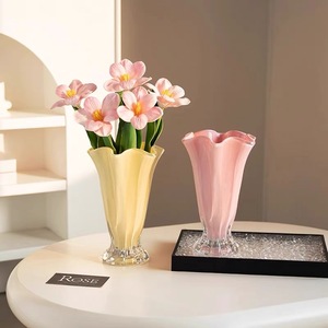 Jarrón de Vidrio al por Mayor, Jarrón Hidropónico para Flores, Jarrón Grande con Boca Ondulada, Jarrón Colorido para Flores - Product Image 2