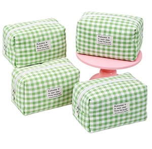 Trousse à crayons contrastée pour femmes, sacs à cosmétiques rayés, fermeture éclair tendance, petit sac de rangement, pochette porte-monnaie - Product Image 2