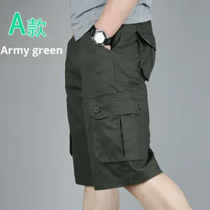 Vente en gros de nouveaux pantalons décontractés à cinq points pour hommes taille plus lâche livraison directe transfrontalière Cargo papa Shorts d'âge moyen - Product Image 3