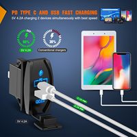 Adaptateur de prise de charge USB-C 36W QC3.0 + PD de type interrupteur à bascule pour bateau marin et camping-car