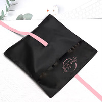Sac de luxe pour extensions capillaires, pochette portable en satin imprimée avec logo personnalisé, pour vêtements, lingerie, sacs à cheveux en satin de soie