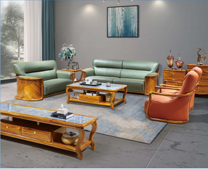 European Luxury Retro Sectional <b>Sofa</b> Set Solid <b>Wood</b> Ebony <b>Frame</b> Carved Villa Living Room Antique Style Leather <b>Sofa</b> 1+1+2+4 - Product Image 5