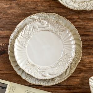 จานเซรามิกวินเทจ Lelyi ลายแกะสลักแบบเตาเผา สำหรับเสิร์ฟพาสต้า สลัด ของหวานสไตล์<span class=keywords><strong>ฝรั่งเศส</strong></span> สวยงาม เหมาะสำหรับอาหารตะวันตก ใช้ในครัวเรือน - Product Image 4