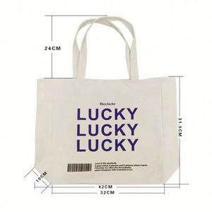 LILA High Quality Personalized Recycled Cotton <b>Canvas</b> Tote <b>Bag</b> <b>Large</b> White Carry <b>Bag</b> for Daily Use and Traveling - Product Image 1