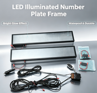 Cadre de plaque d'immatriculation éclairé par LED, support double plaque avec film LCD noir, accessoires extérieurs de voiture étanches Plug&Play