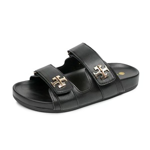 <span class=keywords><strong>Sandali</strong></span> <span class=keywords><strong>neri</strong></span> con strass e chiusura a strappo, tomaia in microfibra, per esterno, estate 2025, colore unico, piatti, casual, a punta aperta, da donna - Product Image 1