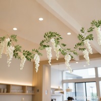 1.8M Untaian Bunga Wisteria Buatan 3 Rumbai Besar 6 Rumbai Kecil 34 Daun Dekorasi Pernikahan Rumah