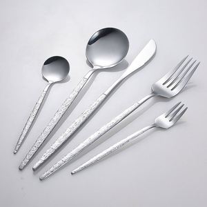 Stainless Steel Western Food Knife Fork and Spoon Tableware Kitchenware Cutlery Set with Hammer Pattern Dishwasher Safe - Product Image 2