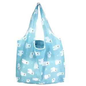 Foldable polyester shopping bag polyester tote bag with custom printed logo