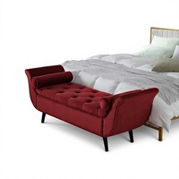 Banc de rangement ottoman en velours de 65 pouces, style ferme vintage, rembourré avec accoudoirs roulés et capitonné, pour chambre, salon, entrée
