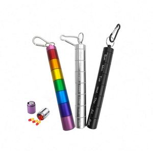 Boîte à pilules en métal en gros, organiseur hebdomadaire portable en aluminium avec porte-clés - Product Image 2
