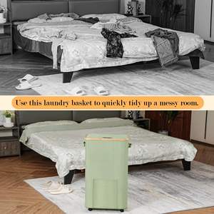 <span class=keywords><strong>Cesto</strong></span> de <span class=keywords><strong>Ropa</strong></span> <span class=keywords><strong>Sucia</strong></span> con Ruedas JQ, <span class=keywords><strong>Cesto</strong></span> de <span class=keywords><strong>Ropa</strong></span> <span class=keywords><strong>Sucia</strong></span> Alto con Ruedas y Tapa de 75L <span class=keywords><strong>para</strong></span> Lavandería, Dormitorio y Baño - Product Image 5