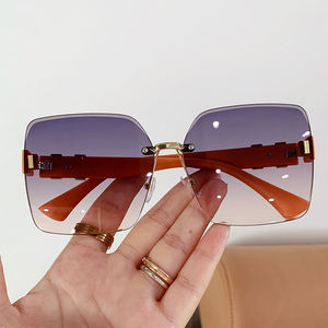 Lunettes de soleil à la mode rétro sans cadre à bord coupé résistant aux UV pour les femmes célèbres sur Internet pour la <span class=keywords><strong>photographie</strong></span> de rue - Product Image 5