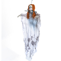 Décoration suspendue fantôme électrique à capteur, alimentée par piles, pour Halloween, utilisation intérieure, fantôme blanc, accessoires de fête pour maison hantée