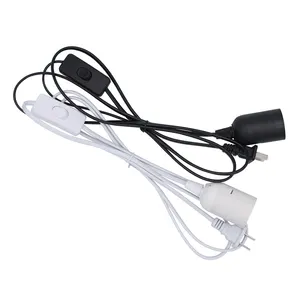 Cusomik Eu Us Stekker 1.8M Netsnoer Kabel E27 Lampvoeten Aan/Uit Schakelaar Aangepaste Kleur Stroomverlengkabel Voor Led Grow Gloeilamp