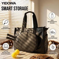 Sac de transport Pickleball en nylon 30-40L, étanche, avec fermeture éclair, compartiment pour raquettes, protection pour ordinateur portable, compartiment pour chaussures, compartiment pour vêtements mouillés