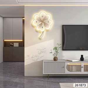 <span class=keywords><strong>Horloge</strong></span> murale créative électrique en MDF, style crème, avec motifs floraux et dessins animés, éclairée par LED, pour salon et <span class=keywords><strong>fond</strong></span> de télévision - Product Image 1