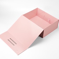 Emballage en carton pliable personnalisé rose de luxe ruban sérigraphie papier durable expédition magnétique boîte-cadeau pliante