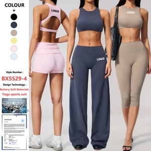 Set Personalizzato Morbido come Burro: Reggiseno Sportivo e Pantaloni Capri a Vita Alta per Donna, Completo <span class=keywords><strong>da</strong></span> Allenamento, Fitness, Yoga, Pilates e Sport - Product Image 1