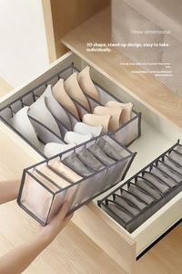 Closet Wardrobe <b>Storage</b> <b>Box</b> Set of 3pcs Foldable <b>Drawer</b> Organizer Divider Closet Mesh <b>Storage</b> <b>Box</b> for Underwear Bra Sock - Product Image 5