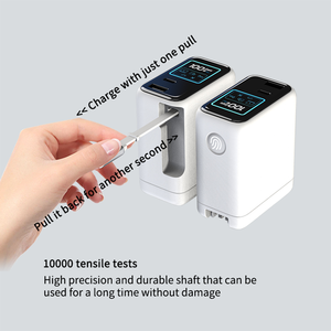 Adaptateur de charge rapide mural rétractable 65W PD USB C blanc avec câble et écran - Product Image 3