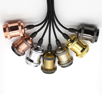 Kit de câblage DIY pour douille E26 E27, finition laiton antique minimaliste, support de lampe suspendue décoratif rétro en aluminium avec fil