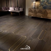 Parquet en chêne blanc d'ingénierie de luxe, multicouche, motif floral, chevron, garantie 5 ans, système de clic, salon, villa