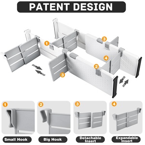 Paquete de 5 Separadores de Cajones Rectangulares Plegables Ajustables de Plástico Ecológico, Organizador de Joyas Expandible de 4 Pulgadas de Alto - Product Image 5