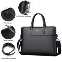 Sac à main en cuir véritable pour homme, imperméable, noir, luxueux, rétro, pour ordinateur portable 14 pouces, sac à bandoulière, sac fourre-tout
