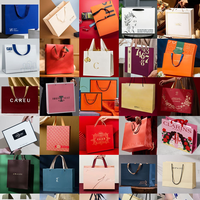 Sacs cadeaux personnalisés en papier d'art bleu de luxe, écologiques et recyclables, avec poignée en ruban et logo, pour mariage, vêtements, vente au détail, fête