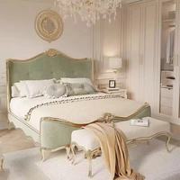 Lit double moderne de luxe en chêne massif avec panneau MDF, idéal pour chambre à coucher en appartement