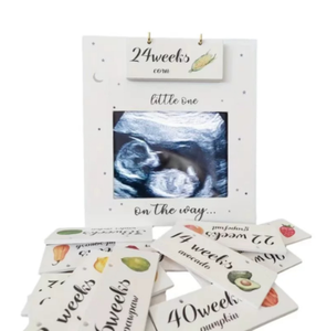Cadre photo tendance imprimé UV pour suivi hebdomadaire des étapes de <span class=keywords><strong>grossesse</strong></span> (fruits et légumes) et première image d'échographie de la croissance du fœtus - Product Image 2