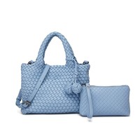 Sac fourre-tout tissé de luxe fait main avec poignée nouée et décorations en boule, sac à bandoulière en cuir PU de qualité supérieure, sac à main de créateur