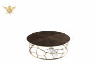 Table basse ronde en métal doré, style luxe léger et contemporain, pour salon et maison