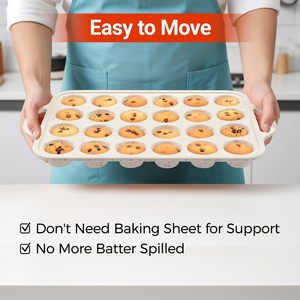 Nonstick Mini <b>Cupcake</b> Pans Metal-Reinforced Frame Silicone Mini Muffin 24 Easy Handle <b>Cups</b> Baking Mini Silicone Mold for Cake - Product Image 3