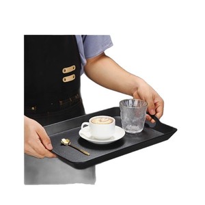 ถาดเสิร์ฟพลาสติกทรงสี่เหลี่ยมสำหรับโรงแรม กาแฟ ชา เครื่องดื่ม กันลื่น สีดำ 8000 - Product Image 1